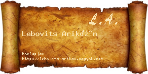 Lebovits Arikán névjegykártya